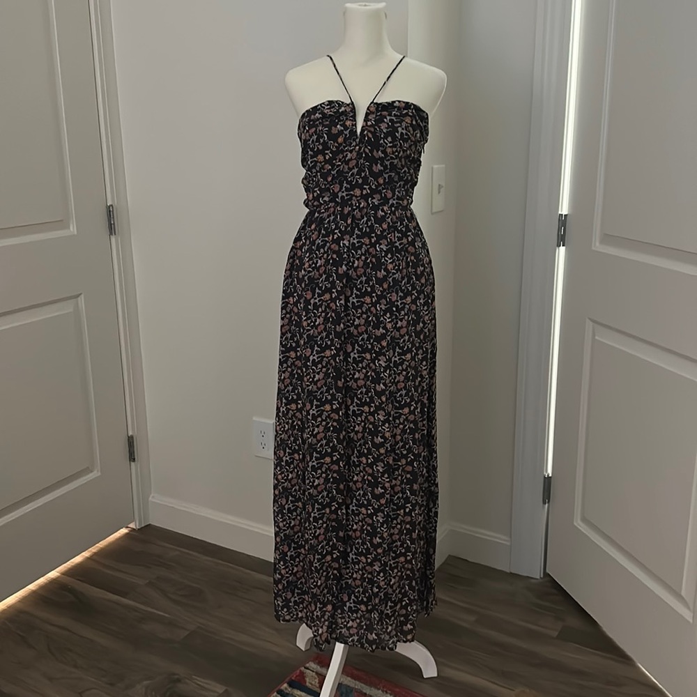 Gentle Fawn new w tags maxi dress, floral pattern on dark navy ground, size xs